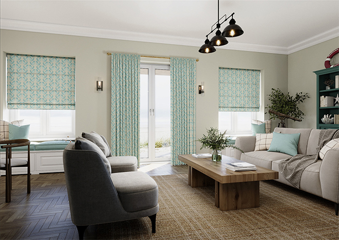 Scandi Birds, Aqua - Roman Blind - Image 7